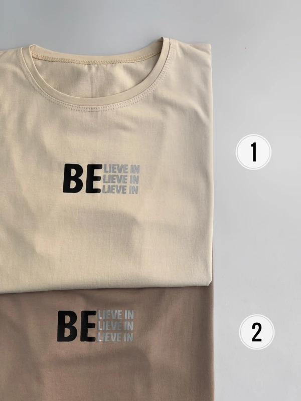تیشرت قواره نرمال  Be LIEVE