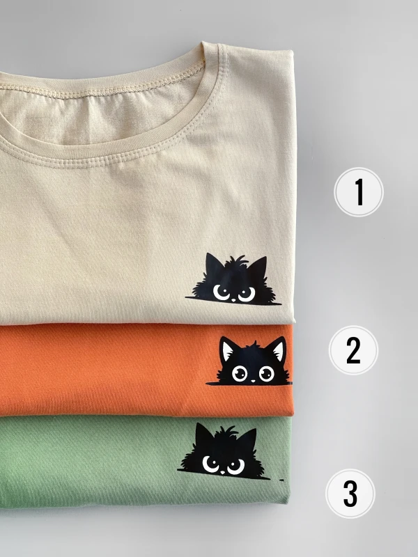 تیشرت قواره نرمال گربه سیاه میکس