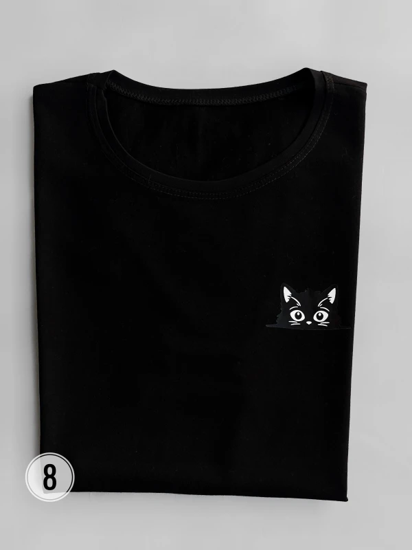 تیشرت قواره نرمال گربه سیاه میکس