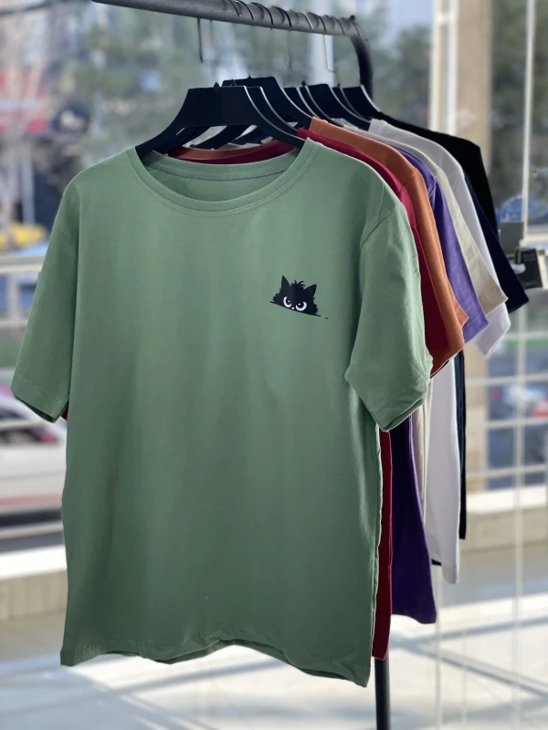 تیشرت قواره نرمال گربه سیاه میکس