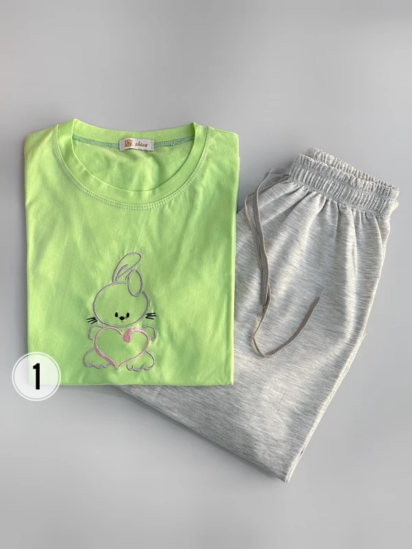 ست تیشرت شلوار ملانژ