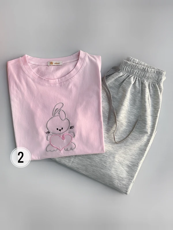 ست تیشرت شلوار ملانژ