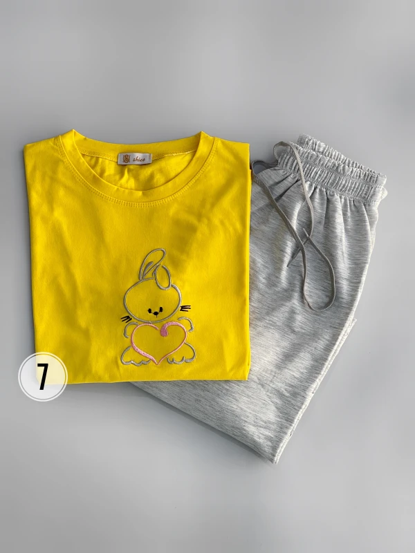 ست تیشرت شلوار ملانژ