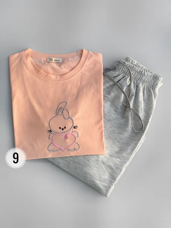 ست تیشرت شلوار ملانژ