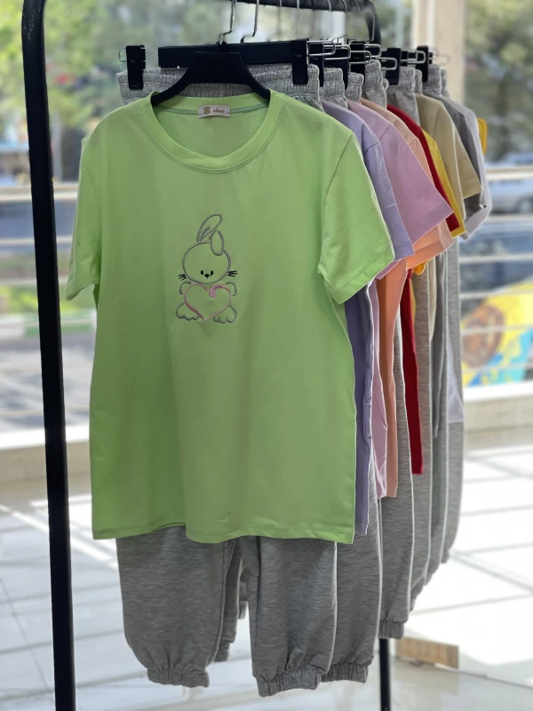 ست تیشرت شلوار ملانژ