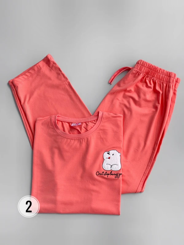 ست تیشرت شلوار  پاندا زبون گلدوزی