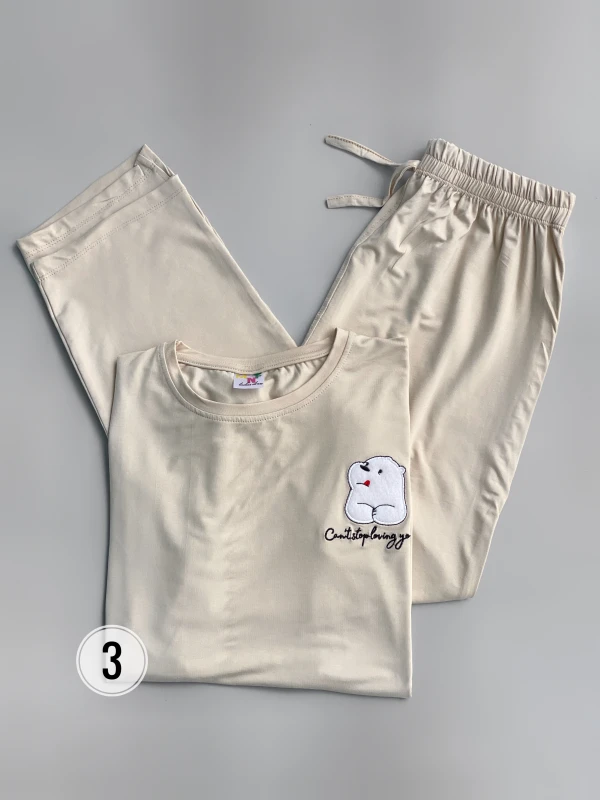 ست تیشرت شلوار  پاندا زبون گلدوزی