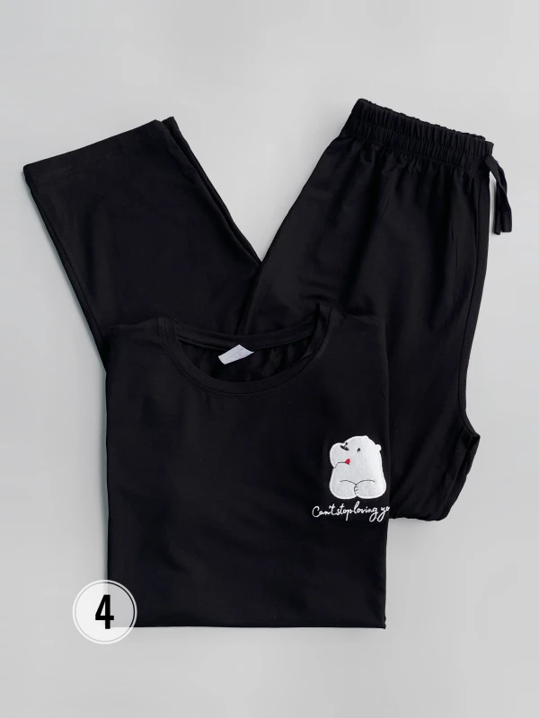 ست تیشرت شلوار  پاندا زبون گلدوزی