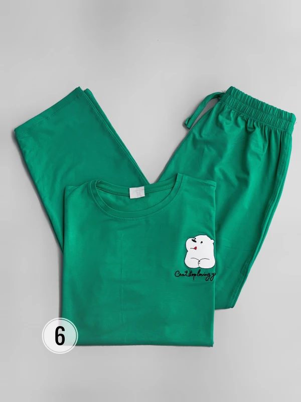 ست تیشرت شلوار  پاندا زبون گلدوزی