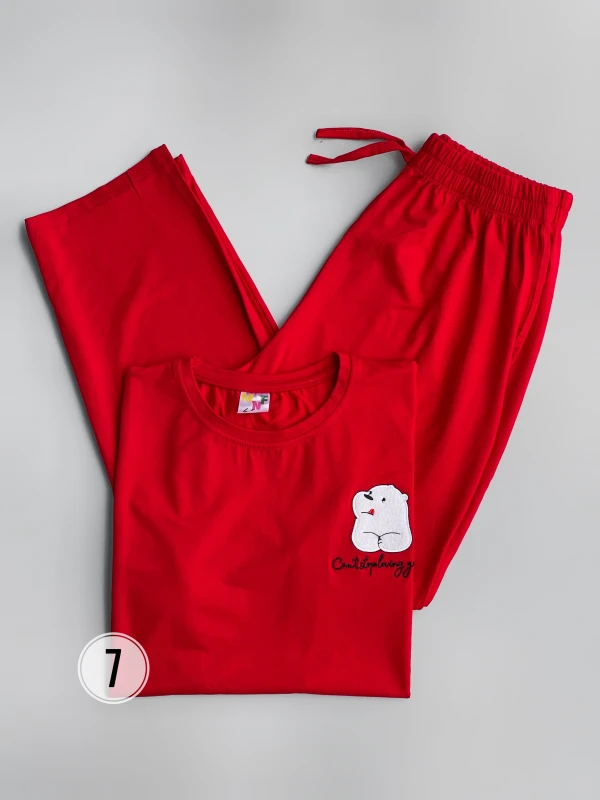 ست تیشرت شلوار  پاندا زبون گلدوزی