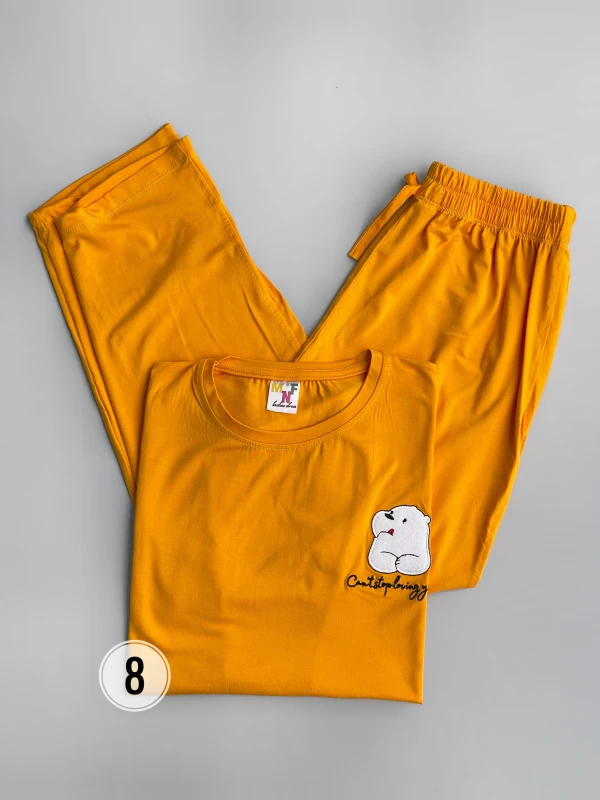 ست تیشرت شلوار  پاندا زبون گلدوزی