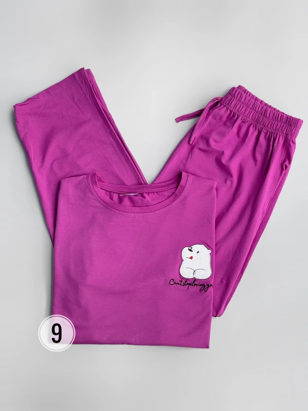 ست تیشرت شلوار  پاندا زبون گلدوزی