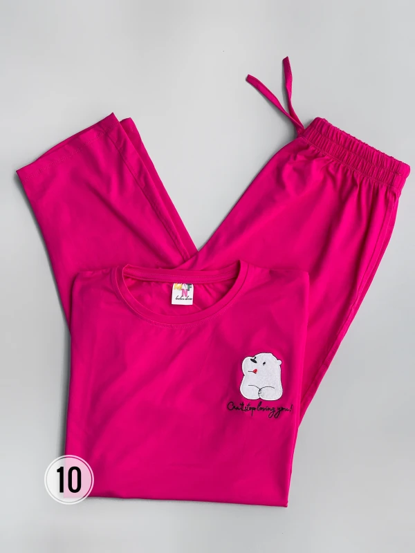 ست تیشرت شلوار  پاندا زبون گلدوزی