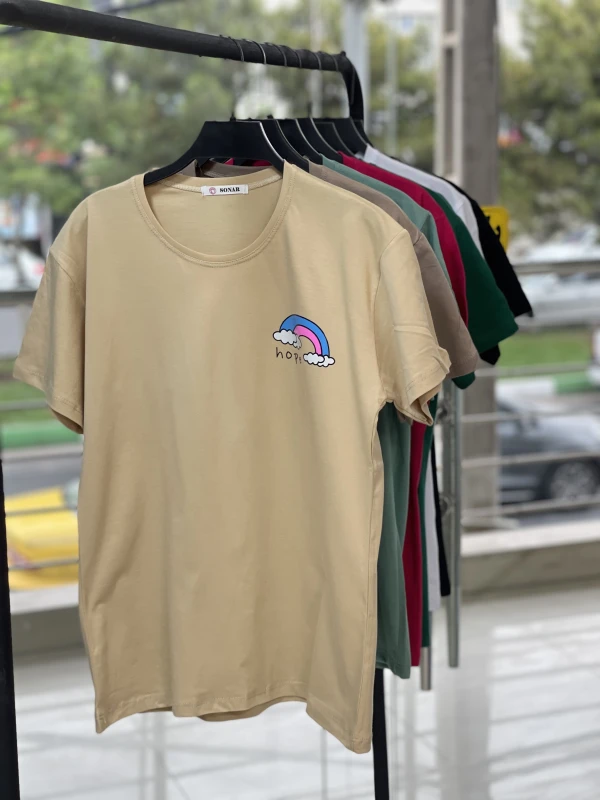 تیشرت قواره نرمال رنگین کمان hope