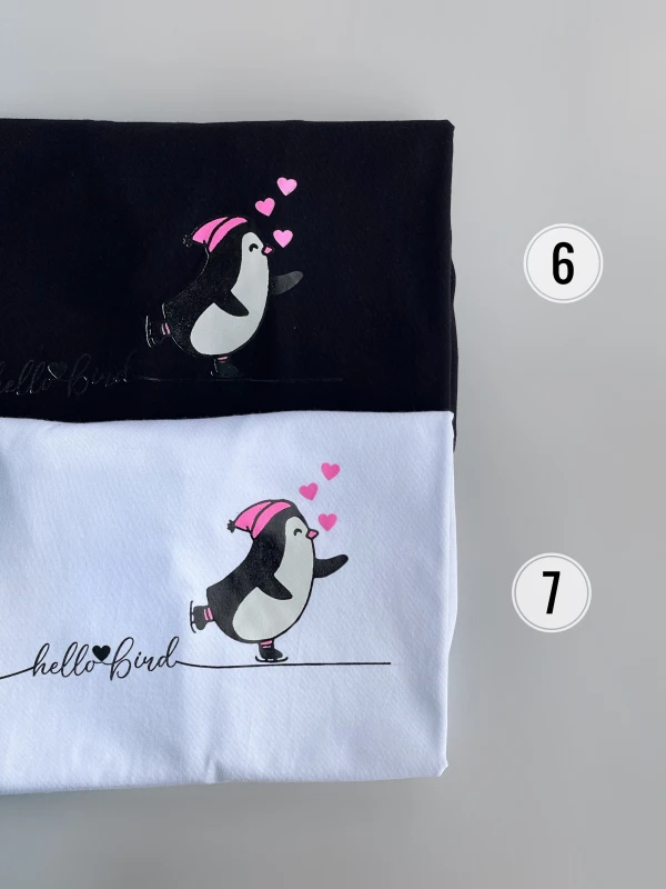 تیشرت قواره نرمال پنگوئن  کلاه صورتی