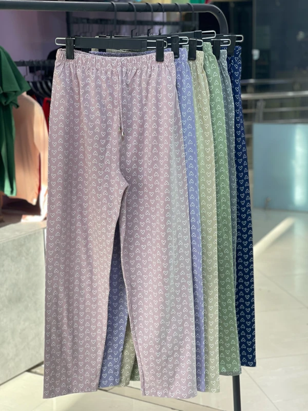 شلوار نخ پنبه قلبی