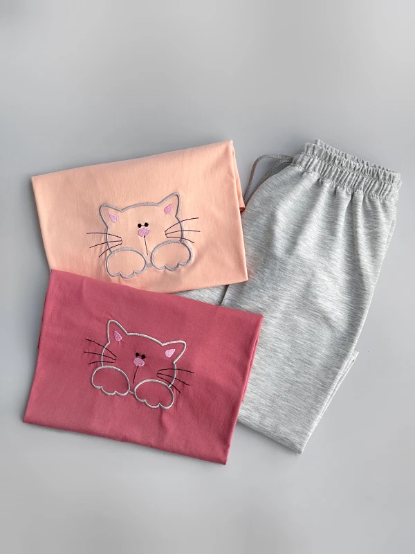 ست تیشرت شلوار طرح گربه 2