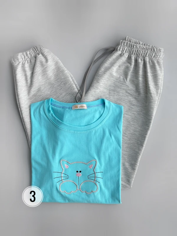 ست تیشرت شلوار طرح گربه 2