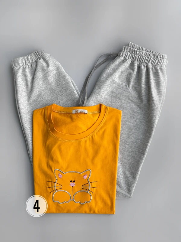 ست تیشرت شلوار طرح گربه 2