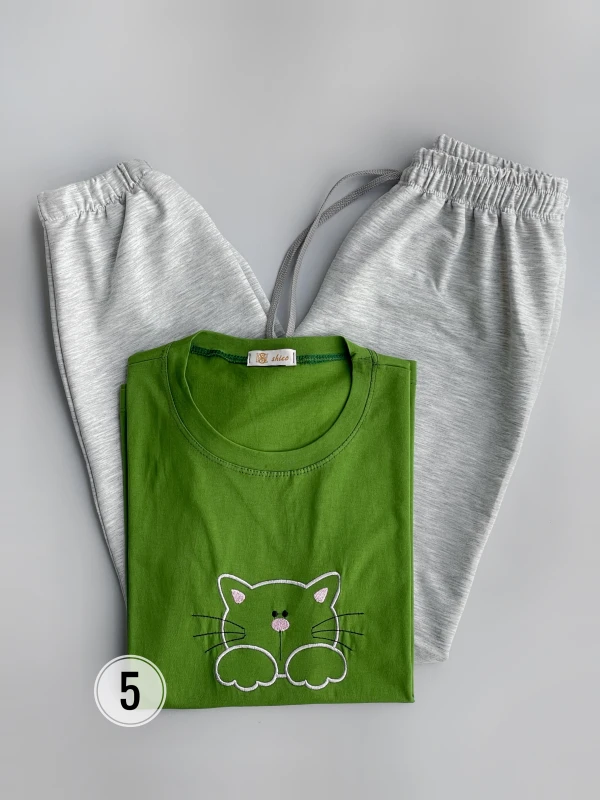 ست تیشرت شلوار طرح گربه 2