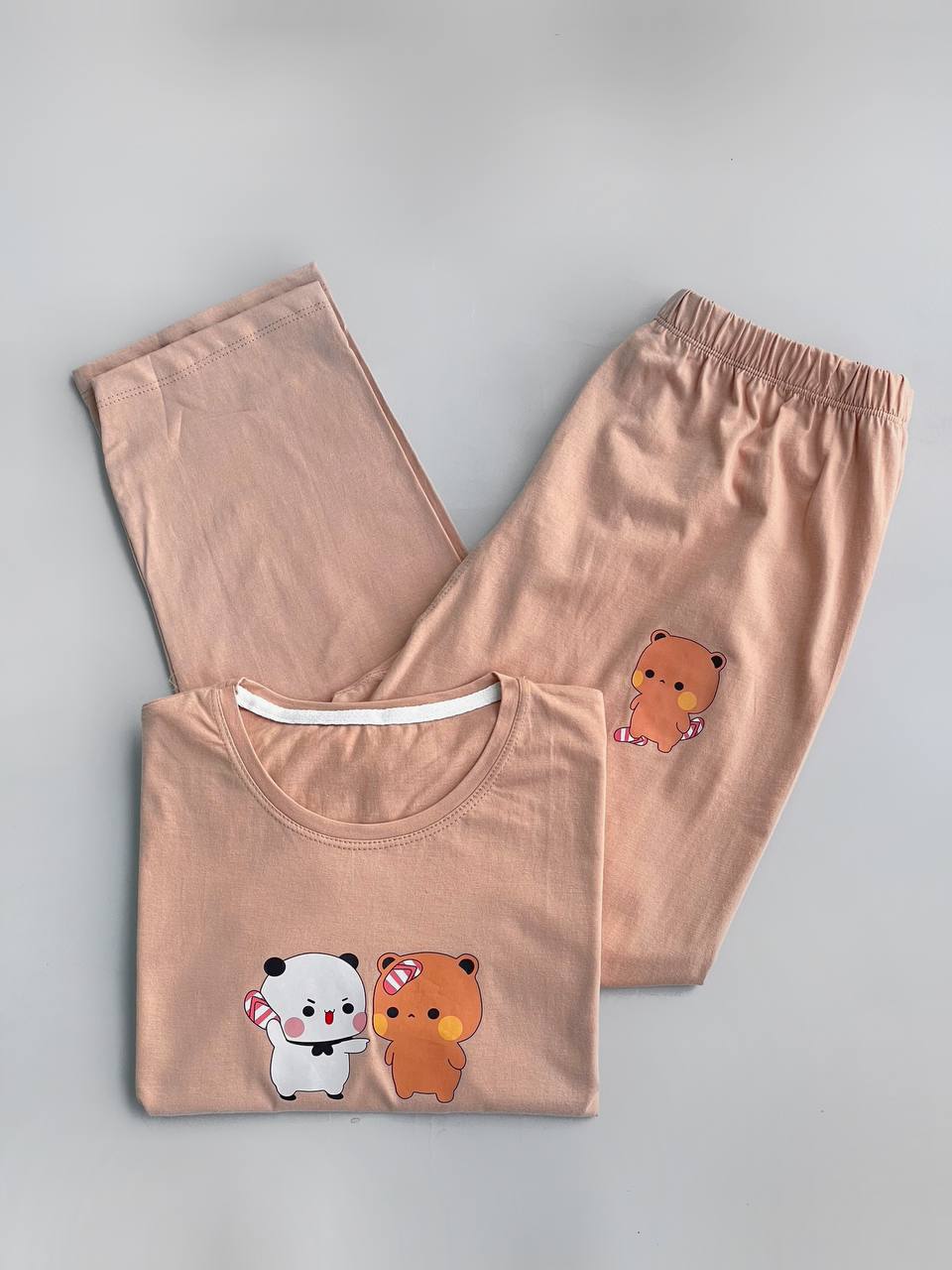 ست تیشرت شلوار نخ پنبه خرسی