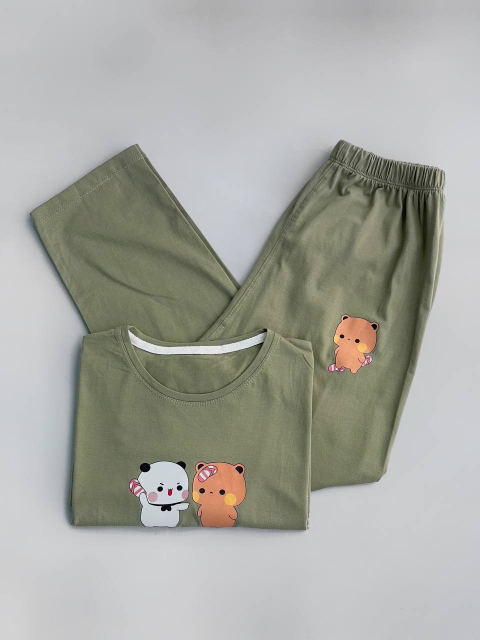 ست تیشرت شلوار نخ پنبه خرسی