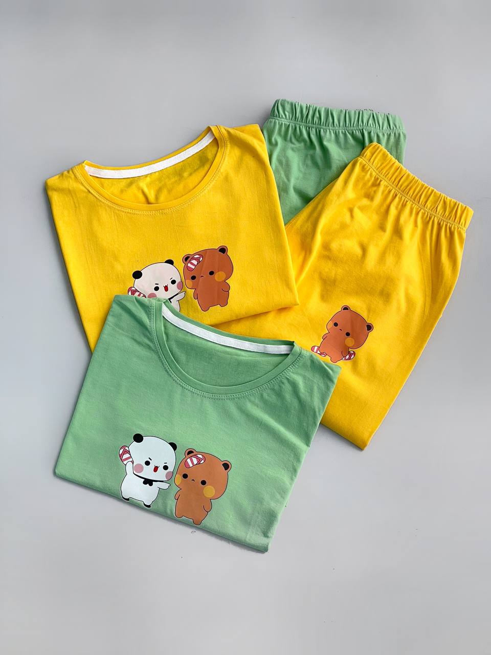 ست تیشرت شلوار نخ پنبه خرسی