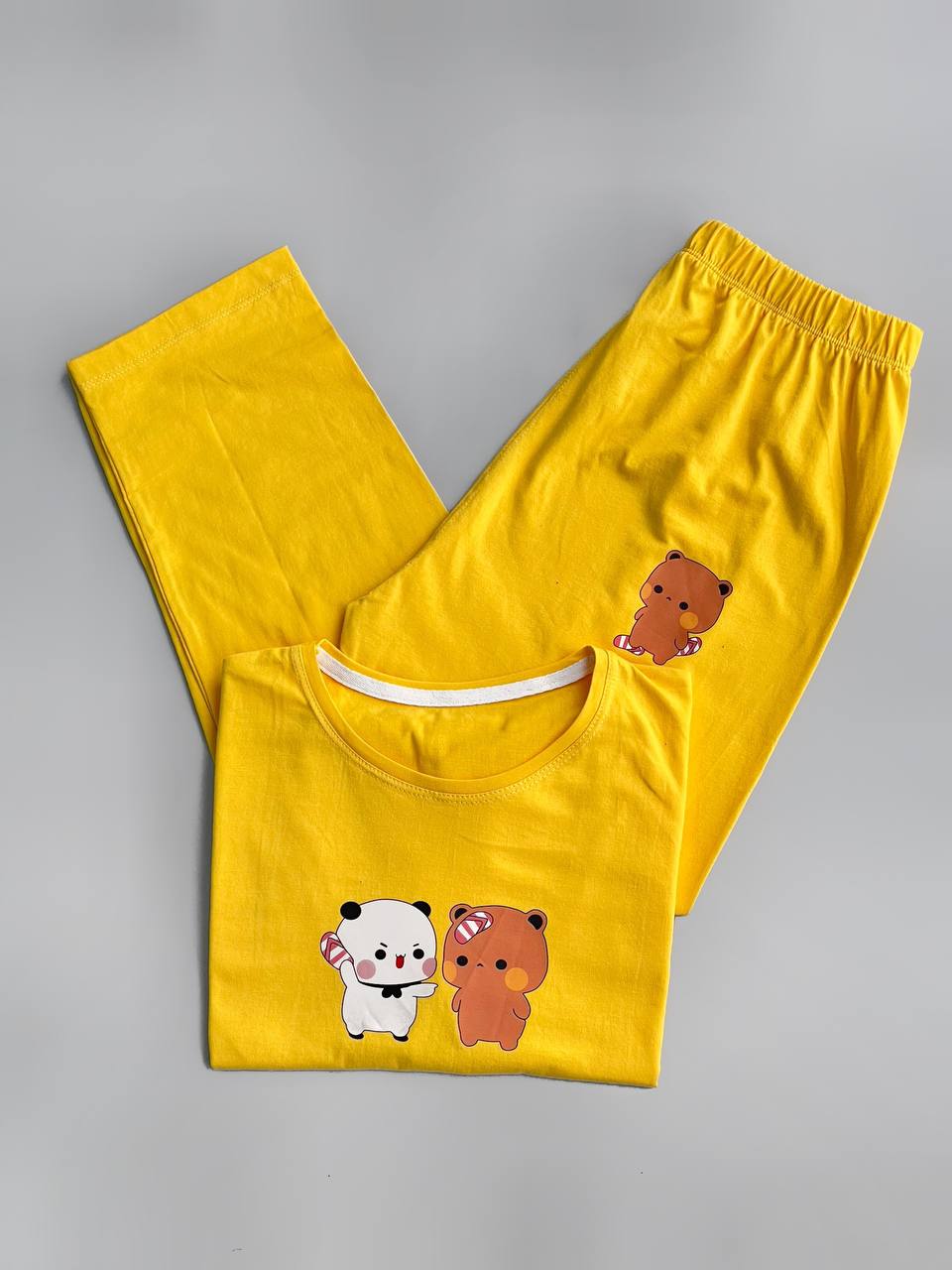 ست تیشرت شلوار نخ پنبه خرسی