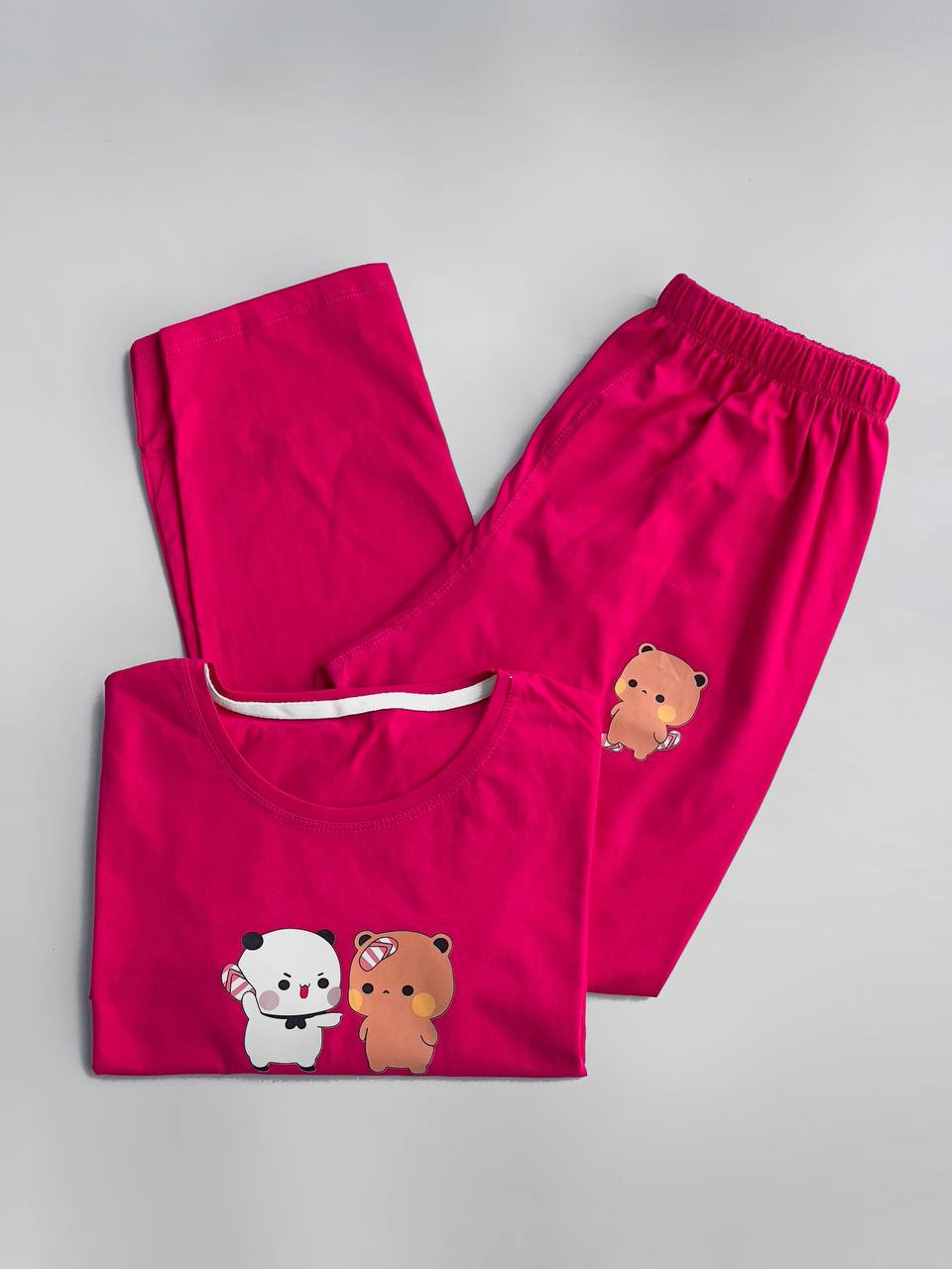 ست تیشرت شلوار نخ پنبه خرسی