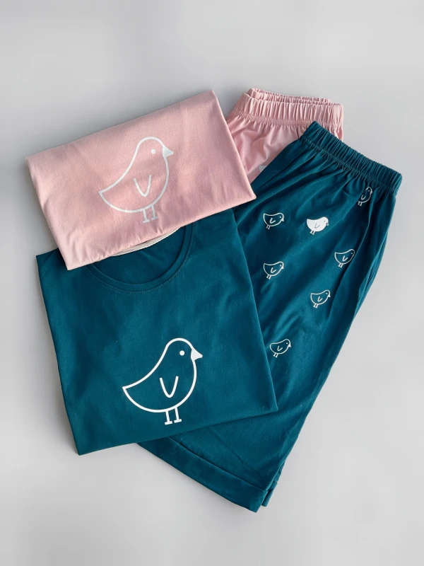 ست تیشرت شورتک نخ پنبه طرح جوجه 1