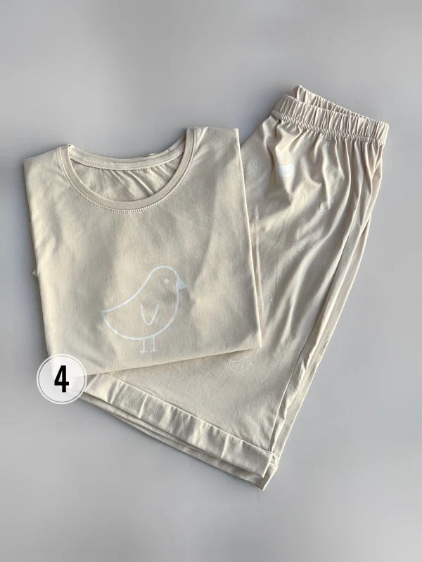 ست تیشرت شورتک نخ پنبه طرح جوجه 1