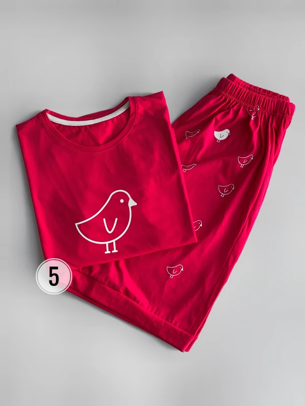 ست تیشرت شورتک نخ پنبه طرح جوجه 1