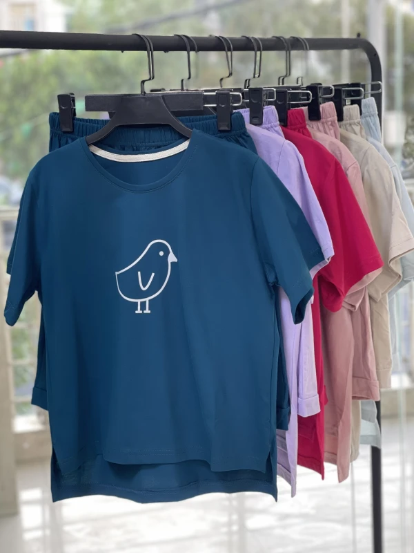 ست تیشرت شورتک نخ پنبه طرح جوجه 1