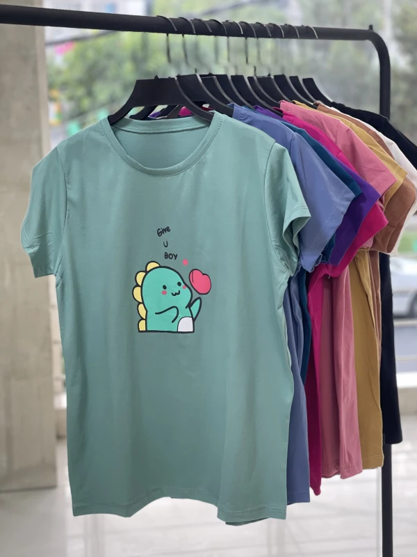 تیشرت نخ پنبه دایناسور قلب