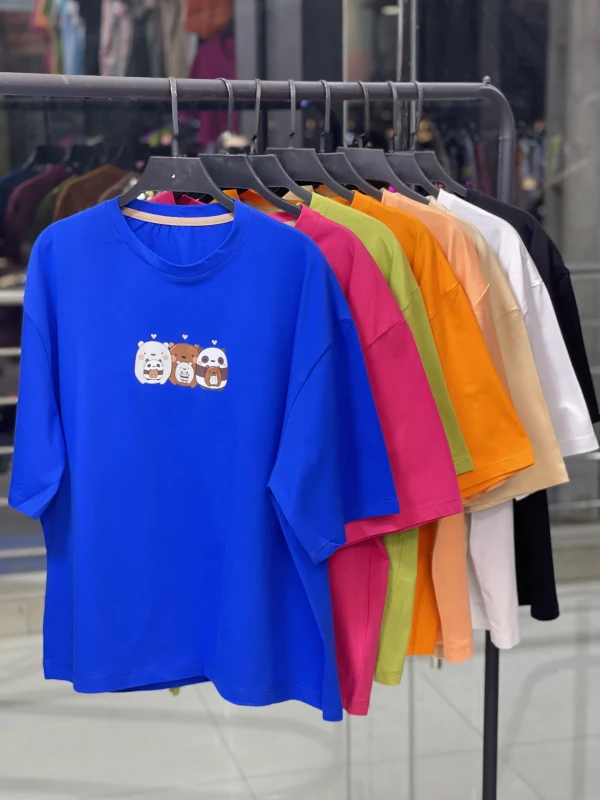 تیشرت باکسی نخ پنبه خرسای کله فندقی 2