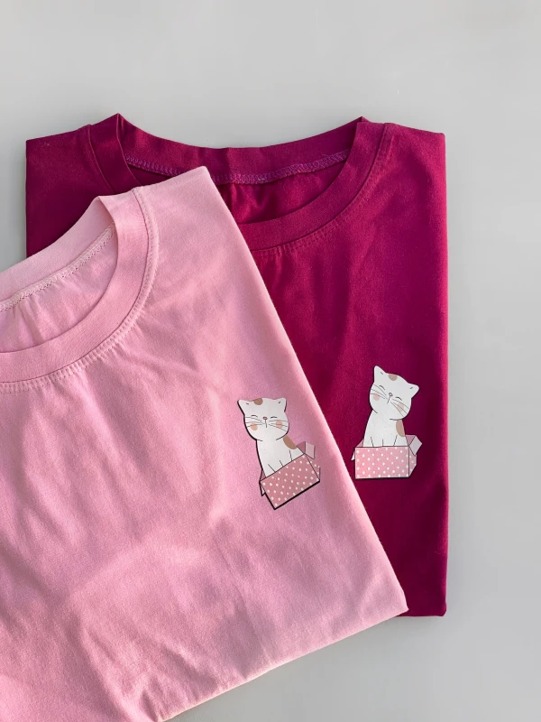 تیشرت نخ پنبه گربه جعبه 1108