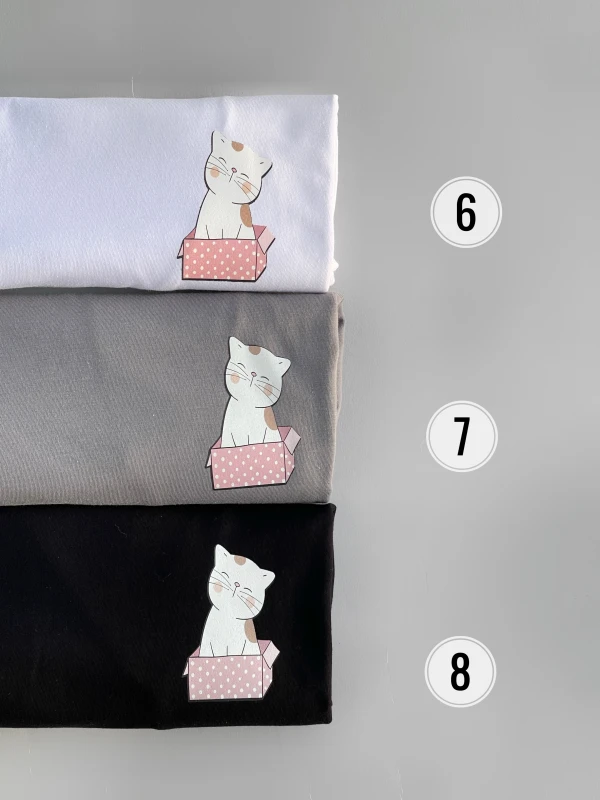 تیشرت نخ پنبه گربه جعبه 1108