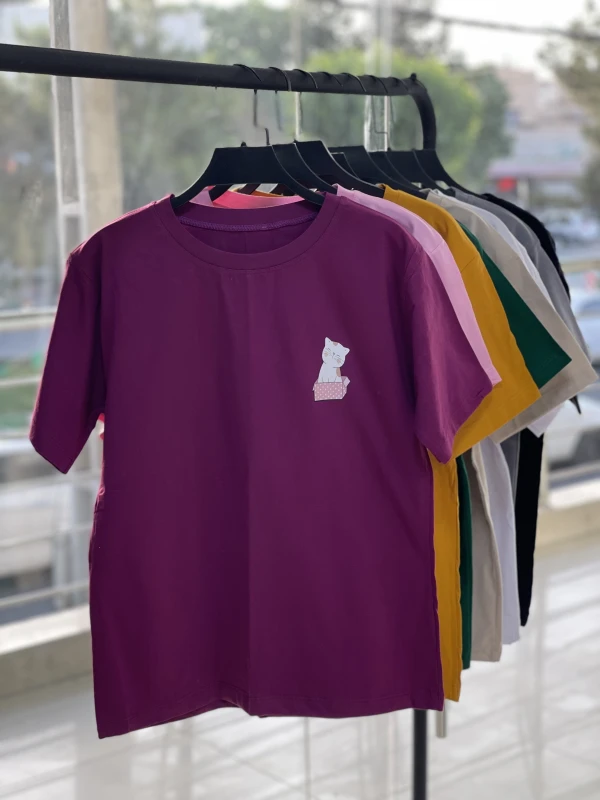تیشرت نخ پنبه گربه جعبه 1108