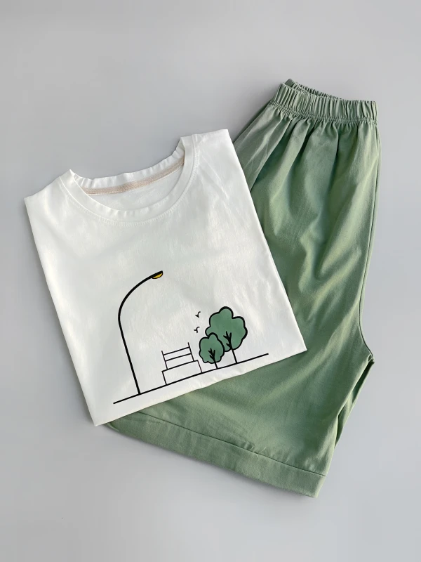 ست تیشرت شورتک نخ پنبه درخت 1171