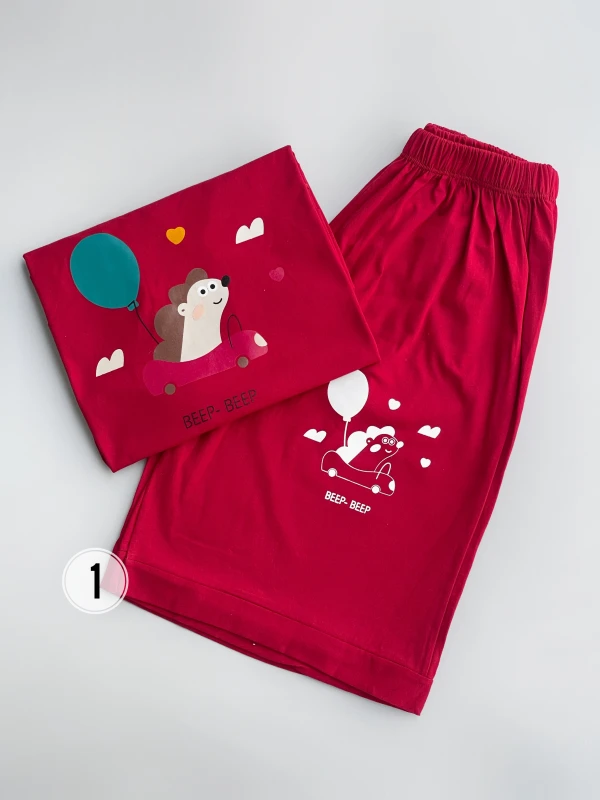 ست تیشرت شورتک نخ پنبه جوجه تیغی 1173