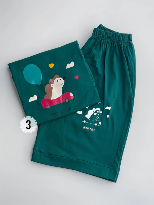 ست تیشرت شورتک نخ پنبه جوجه تیغی 1173