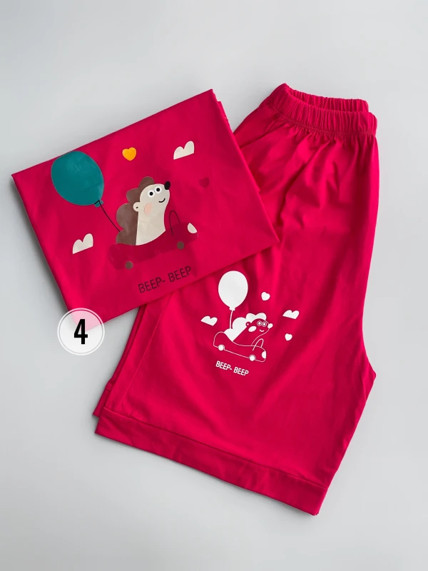 ست تیشرت شورتک نخ پنبه جوجه تیغی 1173