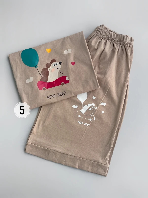 ست تیشرت شورتک نخ پنبه جوجه تیغی 1173