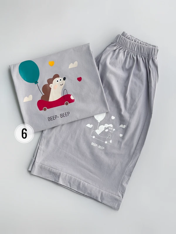 ست تیشرت شورتک نخ پنبه جوجه تیغی 1173