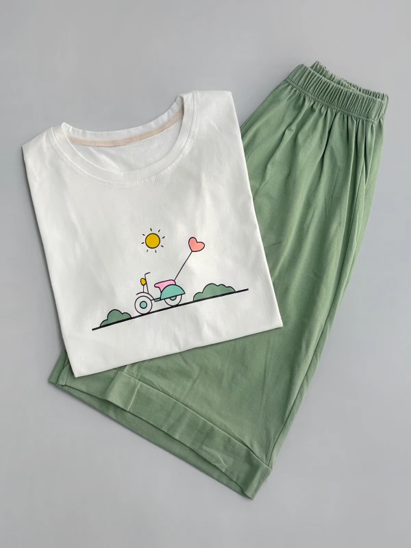 ست تیشرت شورتک نخ پنبه موتور 1175