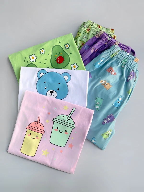 ست تیشرت شلوار طرح میکس 1191