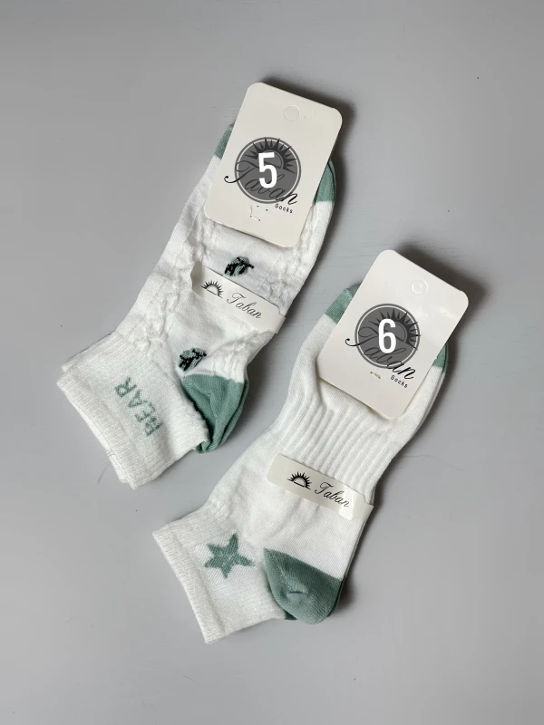 جوراب پنبه سبز میکس