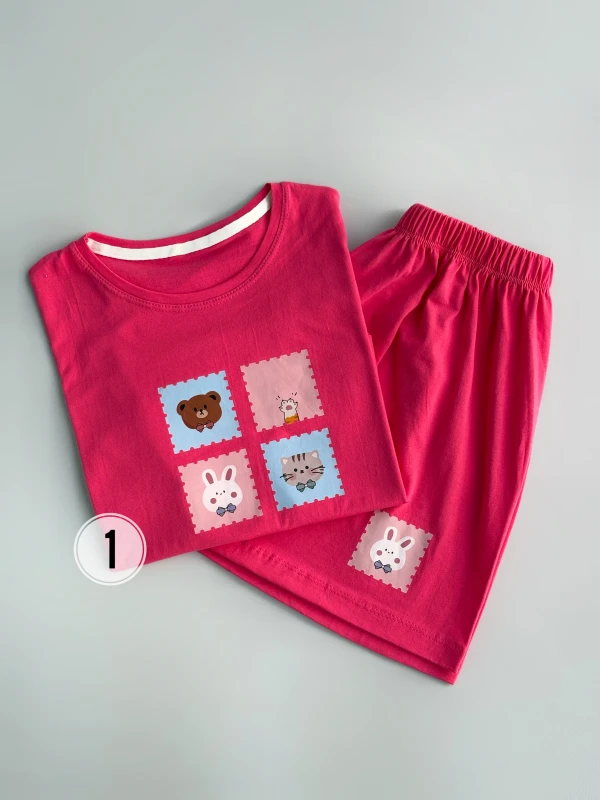 ست کراپ شورتک نخ پنبه حیوانات 1201