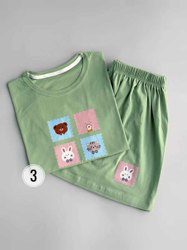 ست کراپ شورتک نخ پنبه حیوانات 1201