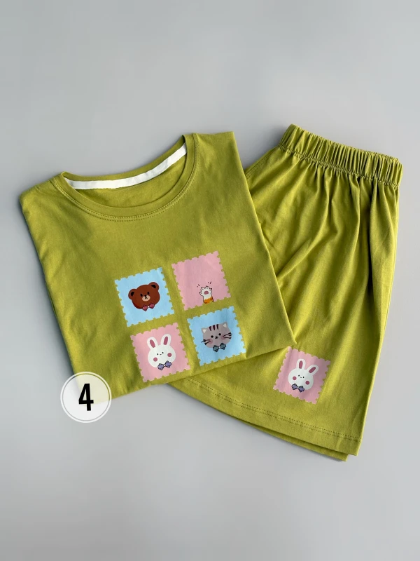 ست کراپ شورتک نخ پنبه حیوانات 1201